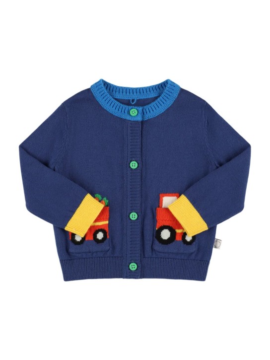 Stella Mccartney Kids: Cardigan en maille de laine et coton - Bleu - kids-boys_0 | Luisa Via Roma