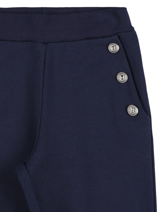 Balmain: Pantalones deportivos de algodón con botones - Azul - kids-girls_1 | Luisa Via Roma