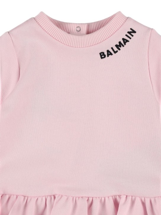 Balmain: Cotton sweat dress & diaper cover - Pink - kids-girls_1 | Luisa Via Roma