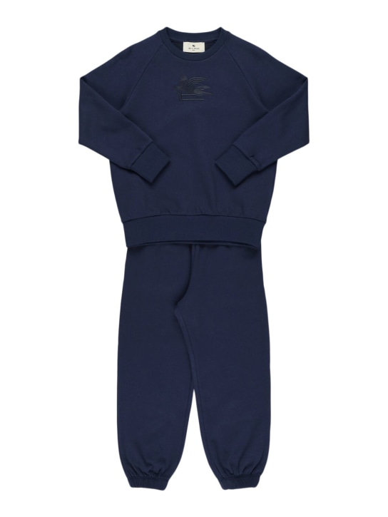 Etro: Sweat-shirt & jogging en coton mélangé - Bleu Marine - kids-boys_0 | Luisa Via Roma