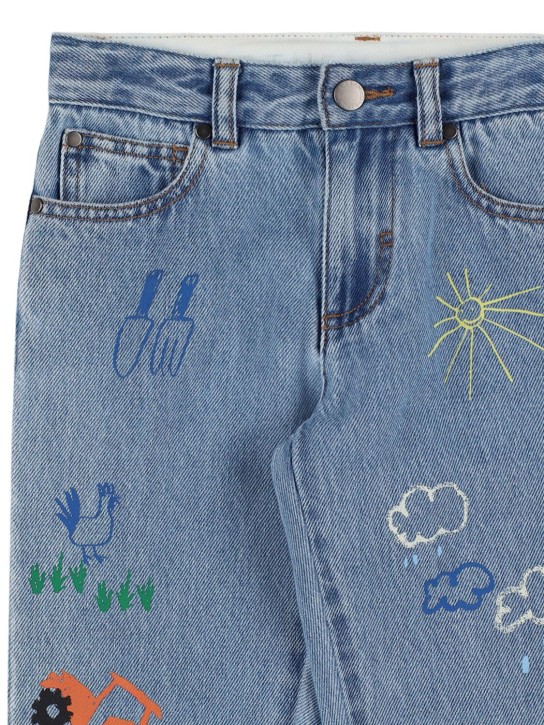 Stella Mccartney Kids: Printed cotton denim pants - Blue - kids-boys_1 | Luisa Via Roma