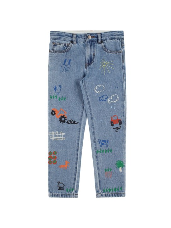 Stella Mccartney Kids: Pantaloni in denim di cotone stampato - Blu - kids-boys_0 | Luisa Via Roma