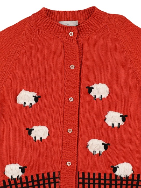 Stella Mccartney Kids: Cardigan en maille de laine et coton avec patchs - Rouge - kids-boys_1 | Luisa Via Roma