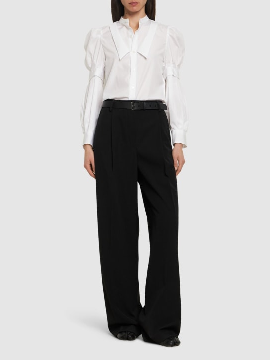 Noir Kei Ninomiya: Broad double collar cotton shirt - Beyaz - women_1 | Luisa Via Roma
