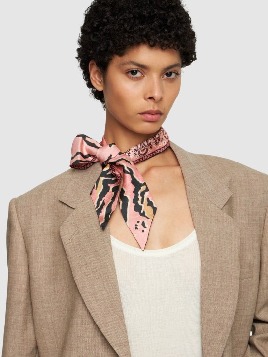 Zimmermann: Printed silk ribbon scarf - Pink Bandana - women_1 | Luisa Via Roma