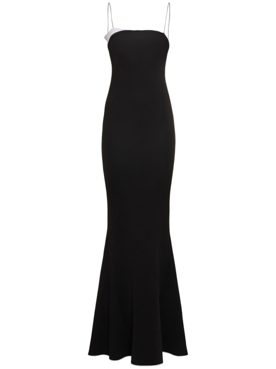 Jacquemus: La Robe Aro knit long dress - Black/White - women_0 | Luisa Via Roma