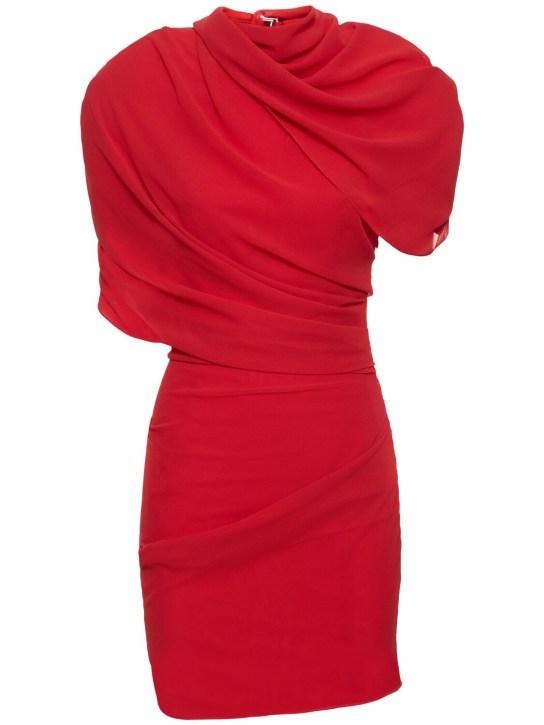 Jacquemus: La Robe Castagna垂褶绸缎连衣裙 - 红色 - women_0 | Luisa Via Roma