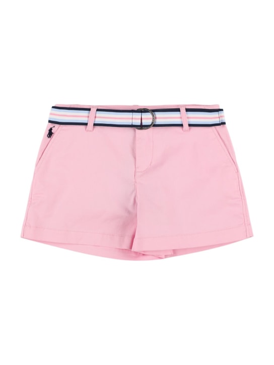 Polo Ralph Lauren: Shorts in misto cotone chambray - Rosa Chiaro - kids-girls_0 | Luisa Via Roma