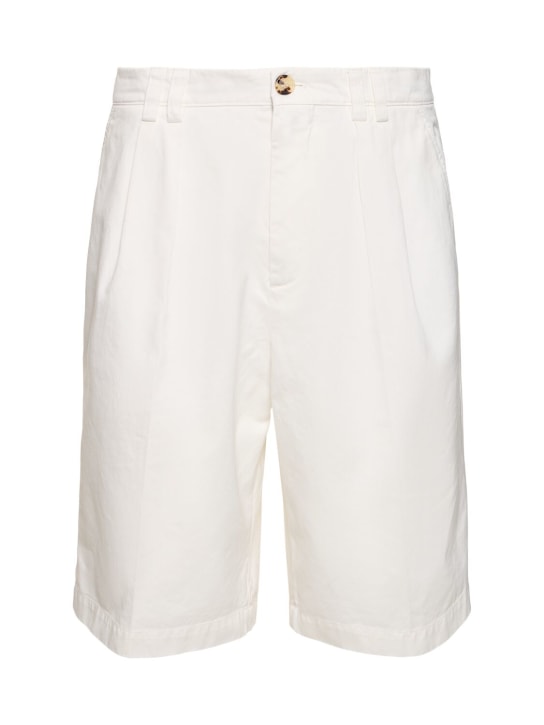Brunello Cucinelli: Shorts de algodón teñido - Blanco - men_0 | Luisa Via Roma