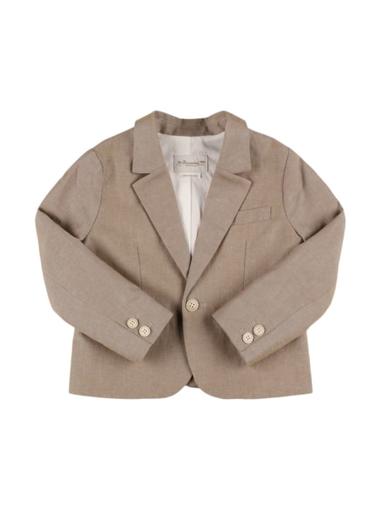 Bonpoint: Linen & cotton blazer - 라이트 브라운 - kids-boys_0 | Luisa Via Roma