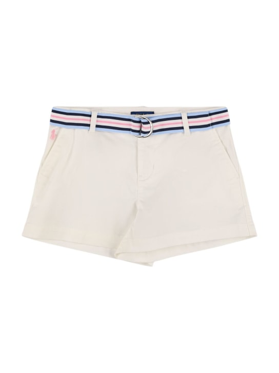 Polo Ralph Lauren: Cotton blend chambray shorts - Beyaz - kids-girls_0 | Luisa Via Roma