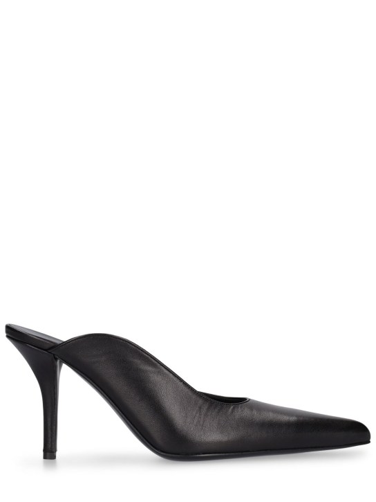Gia Borghini: 90毫米Abella皮革穆勒鞋 - 黑色 - women_0 | Luisa Via Roma