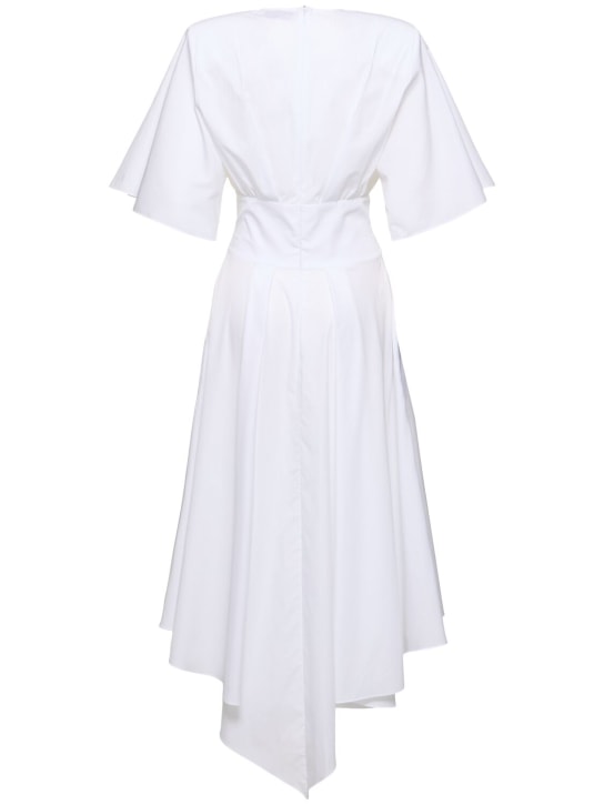 Alexandre Vauthier: Cotton poplin s/s flared midi dress - White - women_0 | Luisa Via Roma