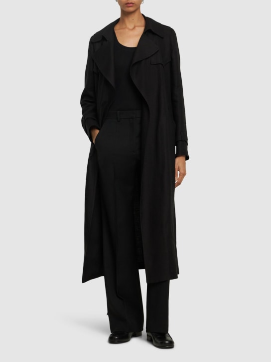 Tagliatore 0205: Trench-coat en lin Carola - Noir - women_1 | Luisa Via Roma