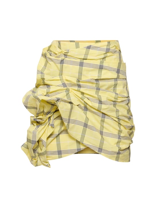 MSGM: Crispy ruffled check poplin mini skirt - Yellow - women_0 | Luisa Via Roma