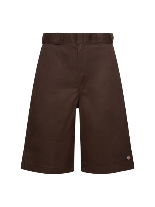Dickies: 13" Multi-pocket cotton blend shorts - Koyu Kahverengi - men_0 | Luisa Via Roma