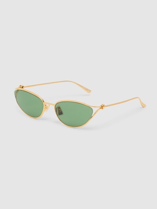 Bottega Veneta: BV1330S Knot cat eye metal sunglasses - Gold/Green - women_1 | Luisa Via Roma