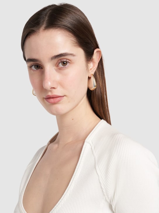 Bottega Veneta: Small Fin sterling silver earrings - Gümüş/Altın - women_1 | Luisa Via Roma