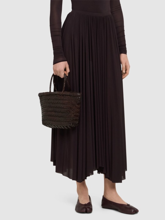 Dragon Diffusion: Mini Flat Gora leather basket bag - Dark Brown - women_1 | Luisa Via Roma