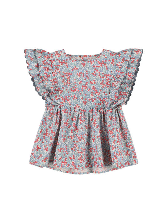 Konges Sløjd: Floral organic cotton poplin shirt - Mavi/Renkli - kids-girls_0 | Luisa Via Roma