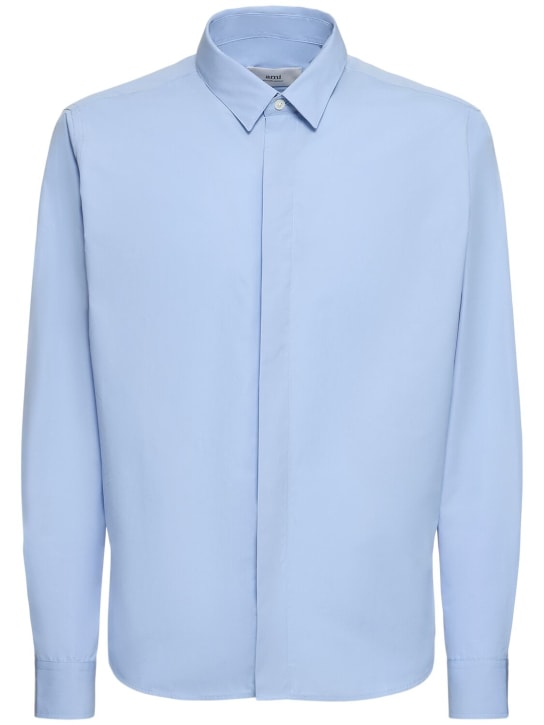 AMI Paris: Camisa clásica de popelina de algodón - Cashmere Blue - men_0 | Luisa Via Roma
