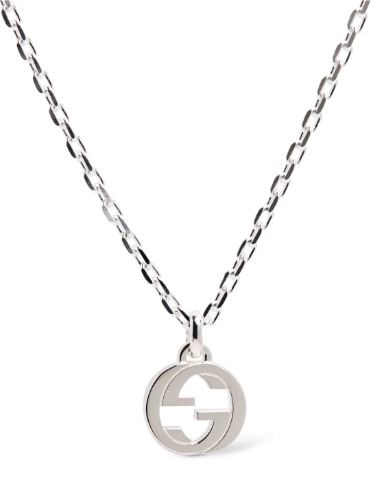 Gucci: Interlocking G sterling silver necklace - Silver - men_0 | Luisa Via Roma