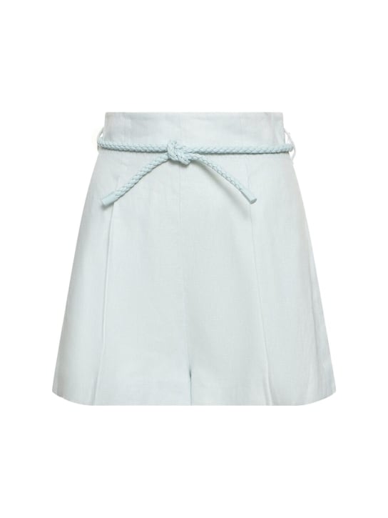 Zimmermann: Shorts de lino con cintura alta - Verde Claro - women_0 | Luisa Via Roma