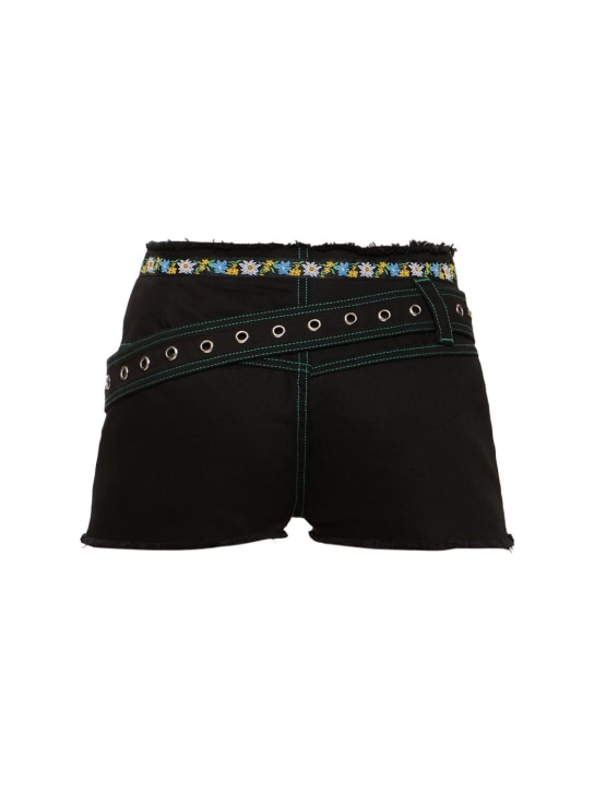 Cormio: Robin fitted denim shorts w/belt - Black - women_0 | Luisa Via Roma