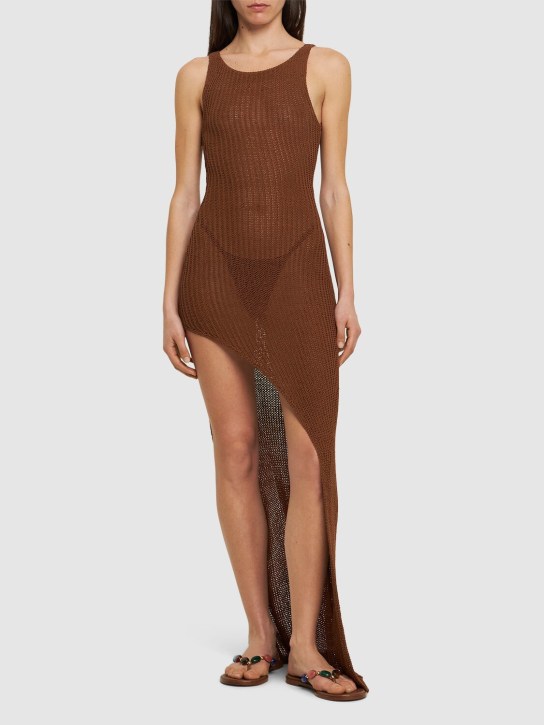 Aya Muse: Ika cotton blend long dress - Brown - women_1 | Luisa Via Roma