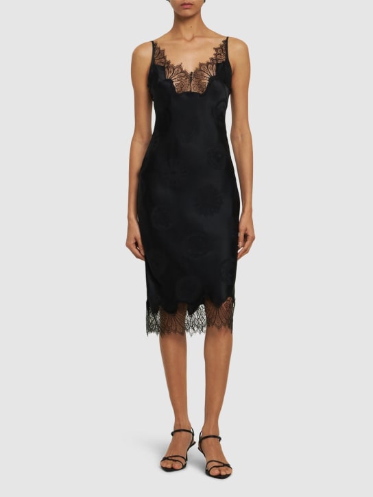 Coperni: Jacquard satin lace dress - Siyah - women_1 | Luisa Via Roma