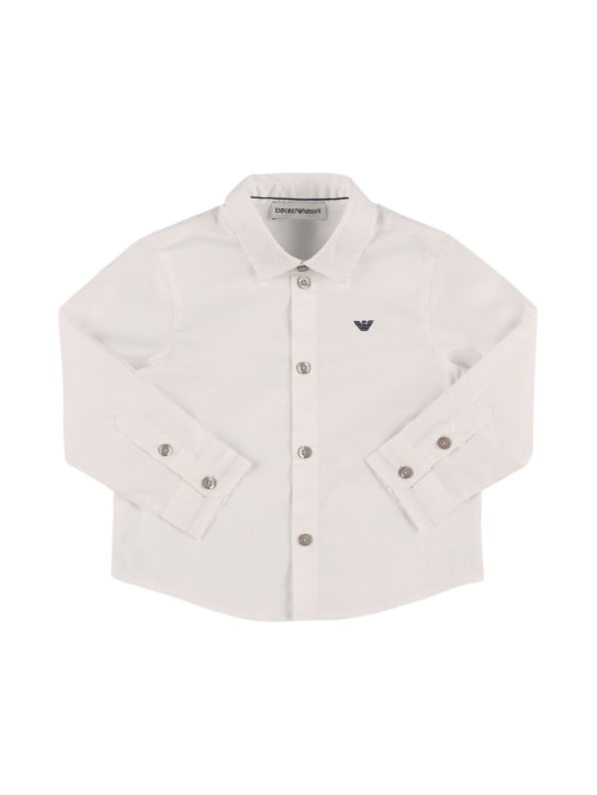 Emporio Armani: Hemd aus Baumwollmischpopeline - Weiß - kids-boys_0 | Luisa Via Roma