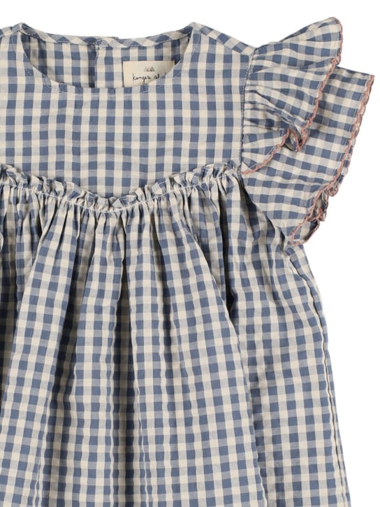 Konges Sløjd: Vestido de popelina de algodón orgánico - Azul/Blanco - kids-girls_1 | Luisa Via Roma