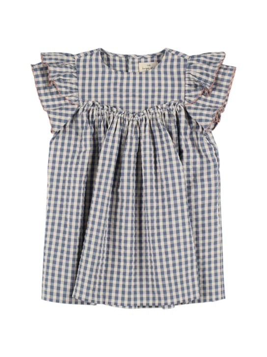 Konges Sløjd: Organic cotton poplin dress - Blue/White - kids-girls_0 | Luisa Via Roma