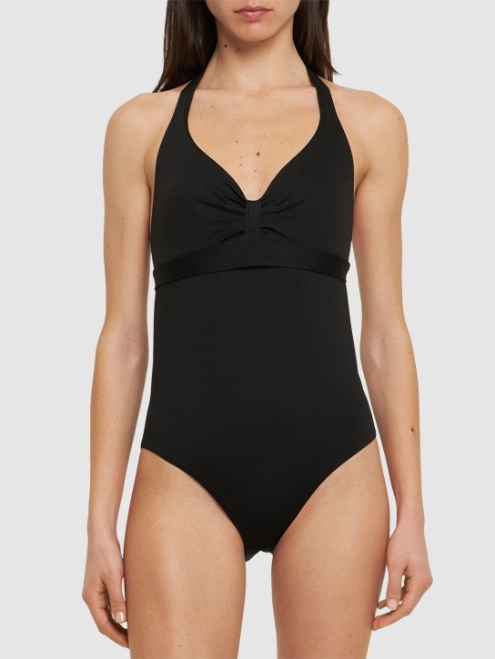 Max Mara: Chiara jersey one piece swimsuit - Siyah - women_1 | Luisa Via Roma