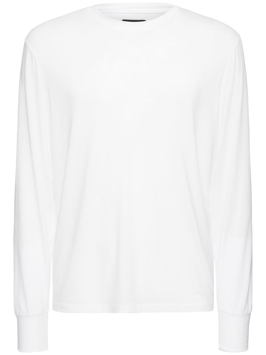 Tom Ford: T-shirt in lyocell e cotone - Bianco - men_0 | Luisa Via Roma
