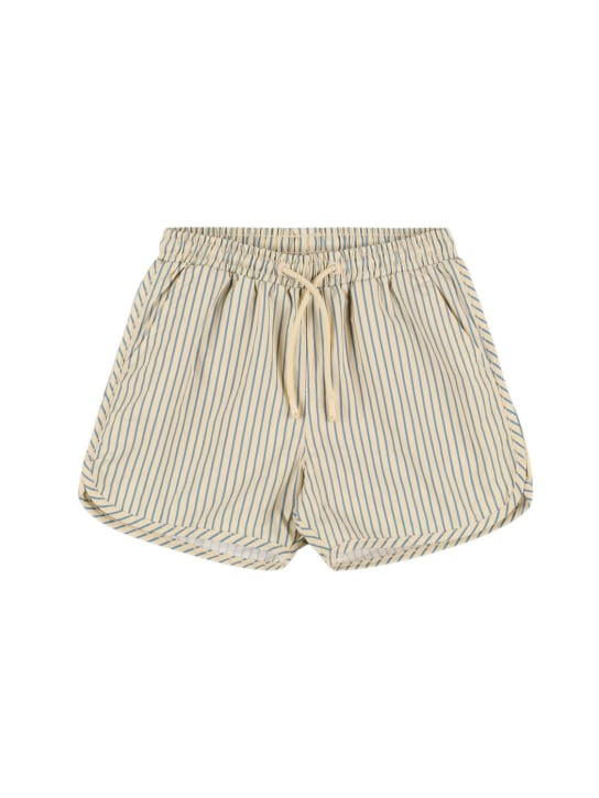 Konges Sløjd: Striped nylon swim shorts - Bej/Mavi - kids-boys_0 | Luisa Via Roma