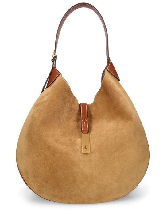 Polo Ralph Lauren: Medium Id suede shoulder bag - Caramel - women_0 | Luisa Via Roma