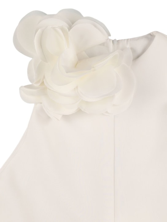 Nikolia: Neoprene dress w/ flower appliqués - White - kids-girls_1 | Luisa Via Roma