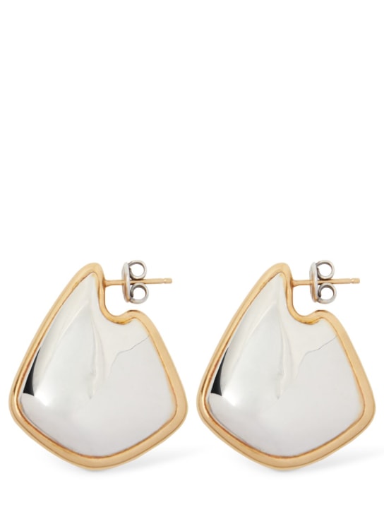Bottega Veneta: Small Fin sterling silver earrings - Silver/Gold - women_0 | Luisa Via Roma