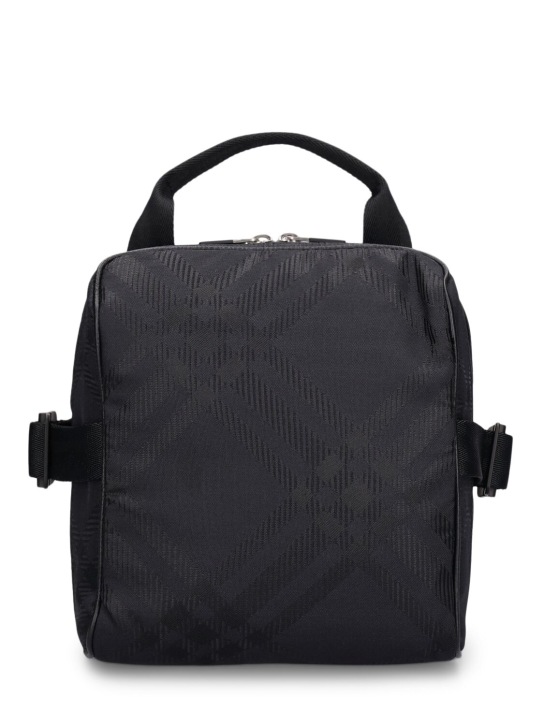 Burberry: Check print jacquard crossbody bag - Black - men_0 | Luisa Via Roma