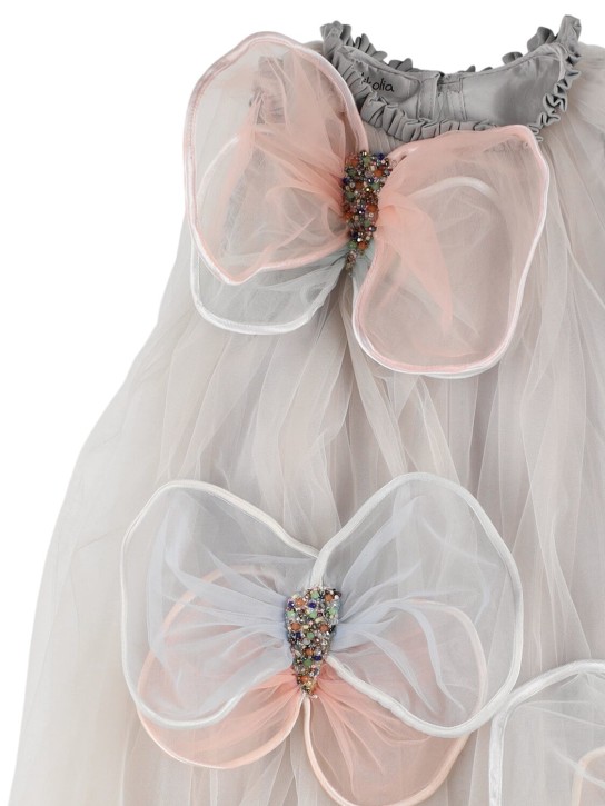 Nikolia: Tulle dress w/ butterfly appliqués - White - kids-girls_1 | Luisa Via Roma