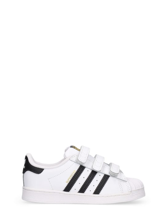 adidas Originals: Superstar leather strap sneakers - White/Black - kids-girls_0 | Luisa Via Roma