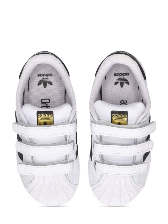 adidas Originals: Superstar leather strap sneakers - Beyaz/Siyah - kids-girls_1 | Luisa Via Roma