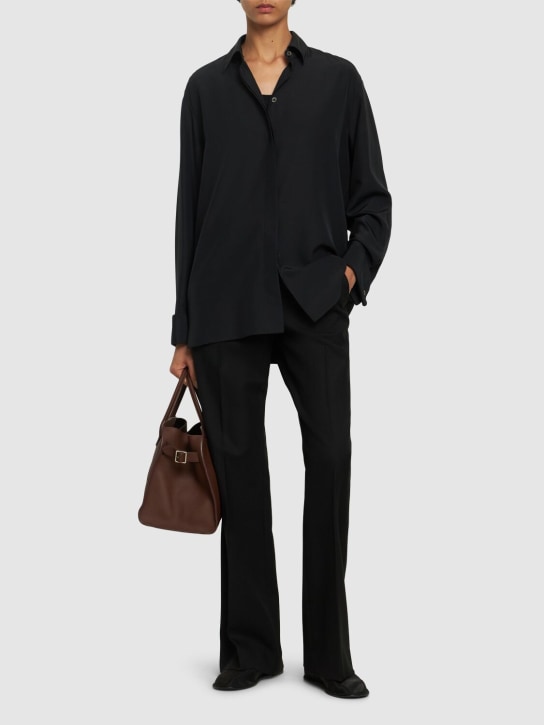 The Row: Sisella silk & wool twill shirt - Black - women_1 | Luisa Via Roma