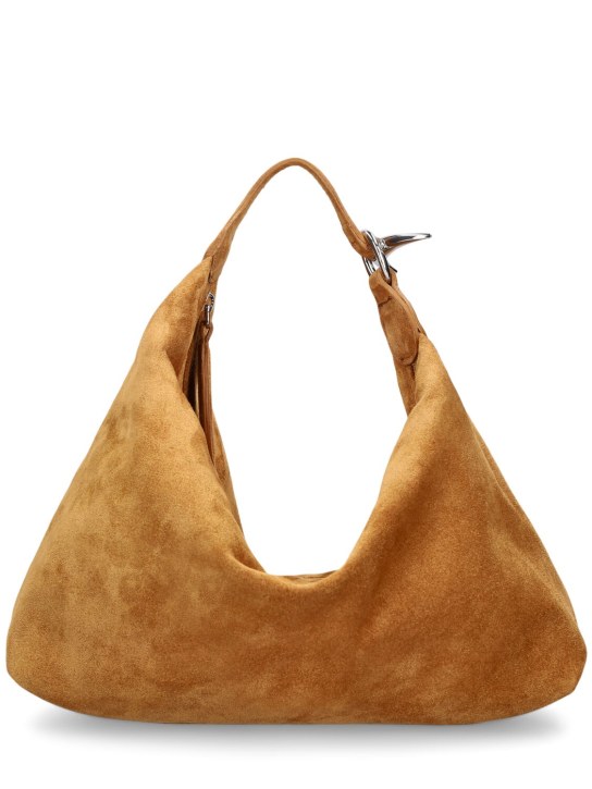 Little Liffner: Pillow pouch suede shoulder bag - Rhum - women_0 | Luisa Via Roma