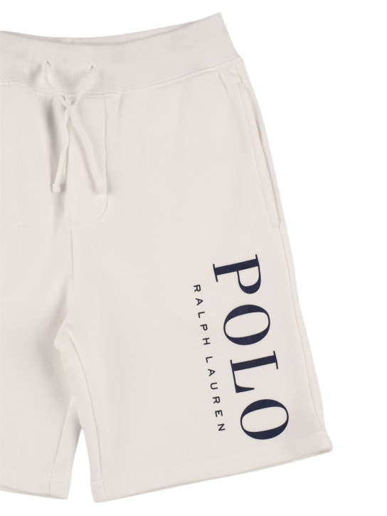 Polo Ralph Lauren: Short en jersey de coton imprimé logo - Blanc - kids-boys_1 | Luisa Via Roma