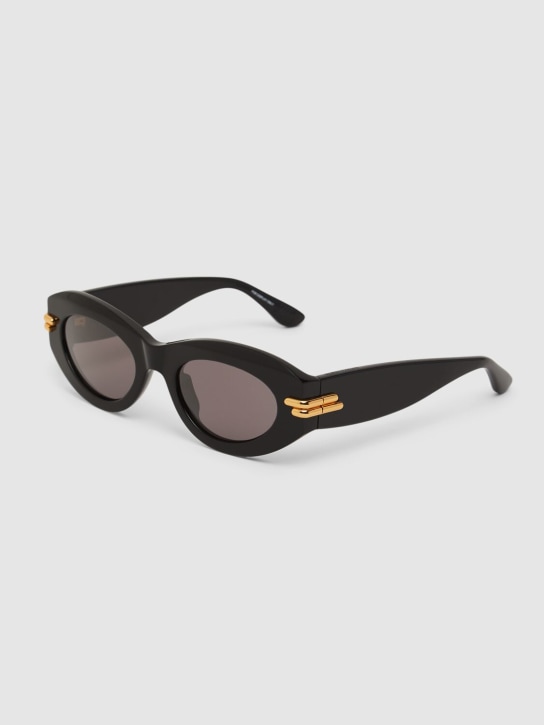 Bottega Veneta: BV1322S Mitre acetate oval sunglasses - Siyah - women_1 | Luisa Via Roma
