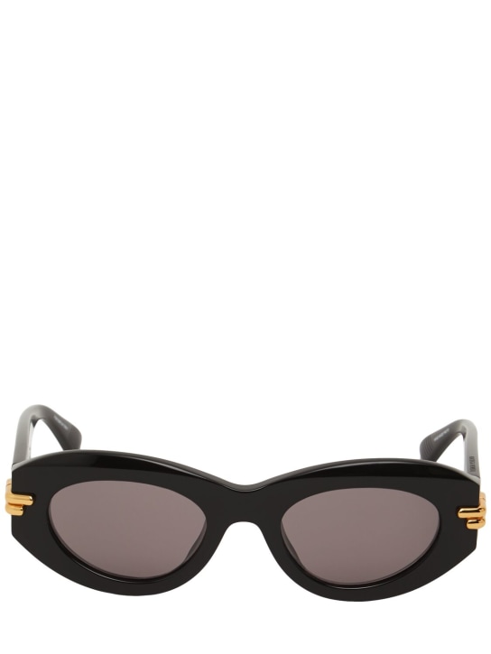 Bottega Veneta: BV1322S Mitre acetate oval sunglasses - Siyah - women_0 | Luisa Via Roma