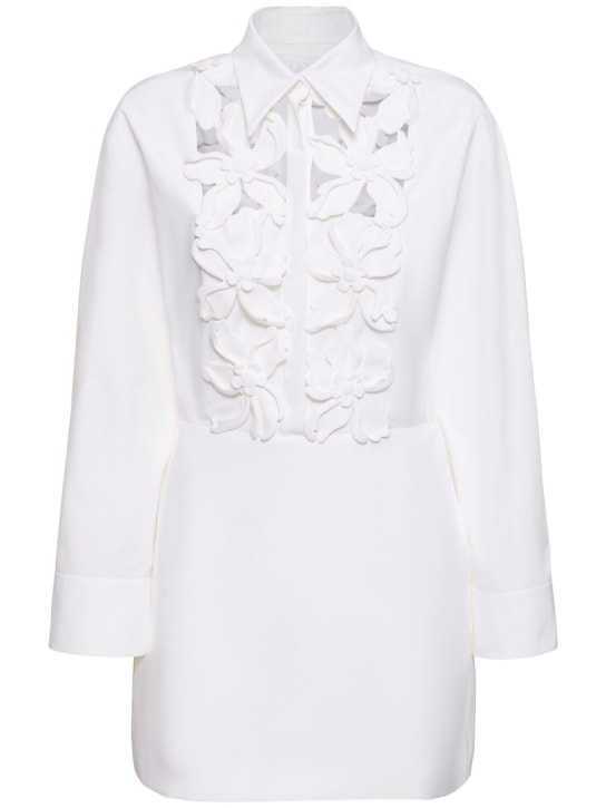 Valentino: Embroidered poplin mini dress - White - women_0 | Luisa Via Roma
