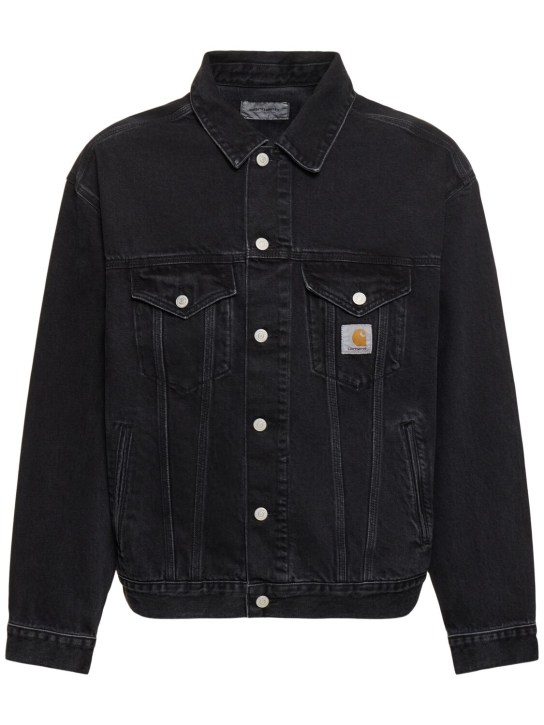 Carhartt WIP: Helston cotton jacket - Black Wash - men_0 | Luisa Via Roma
